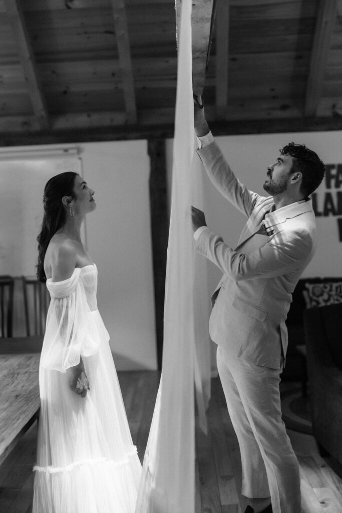 Bride in Hinterland Bride gown, Burlington Vermont bridal boutique, captured in candid documentary style